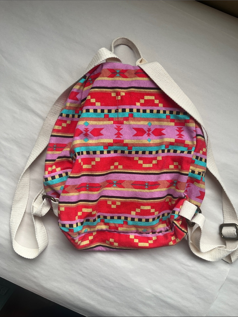 Billabong Pink & Red Aztec Mini Backpack with Cream Straps - Picture 3 of 9